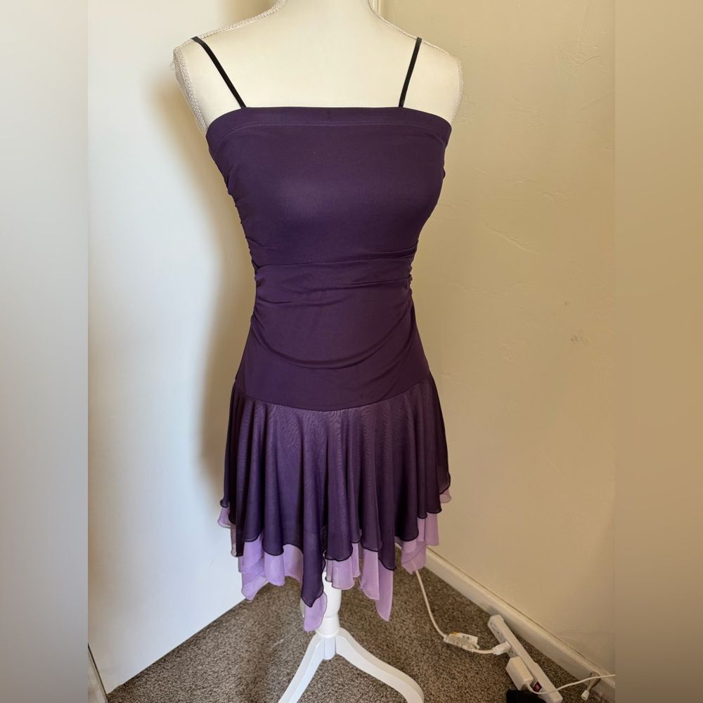 Y2K Vintage City Triangles purple strapless mini dress Asymmetrical Hem Small - Picture 5 of 6